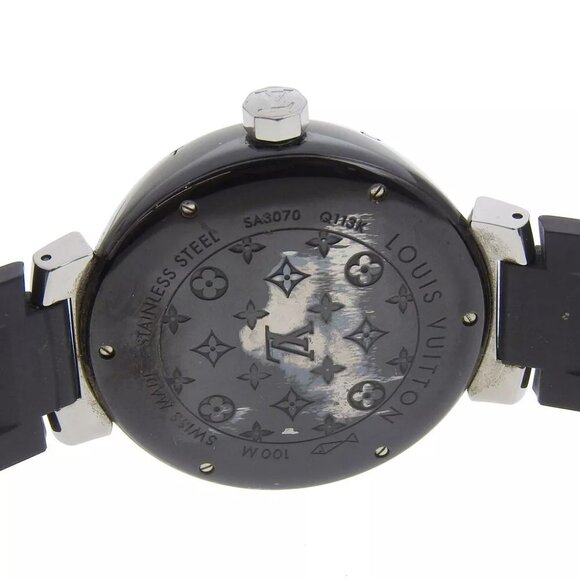 LOUIS VUITTON Tambour GMT Watches Q113K blackDial Stainless Steel/rubber M... - Picture 3 of 8